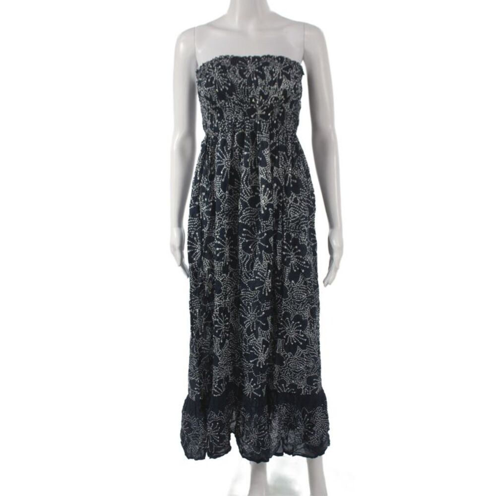 Cool Change Womens Blue Floral Off Shoulder Sleeveless Rayon Maxi Dress Size S